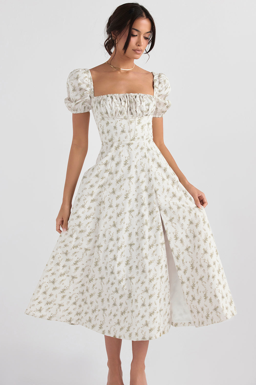 Tessa | Elegante Midi Jurk Met Vierkante Halslijn Voor Dames