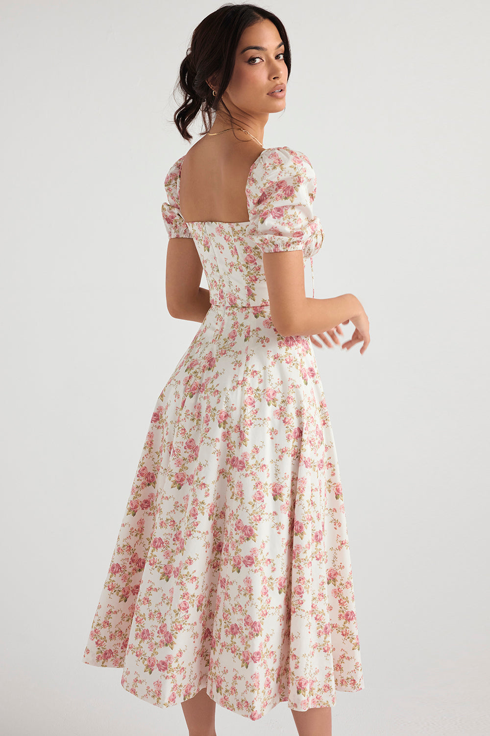 Tessa | Elegante Midi Jurk Met Vierkante Halslijn Voor Dames