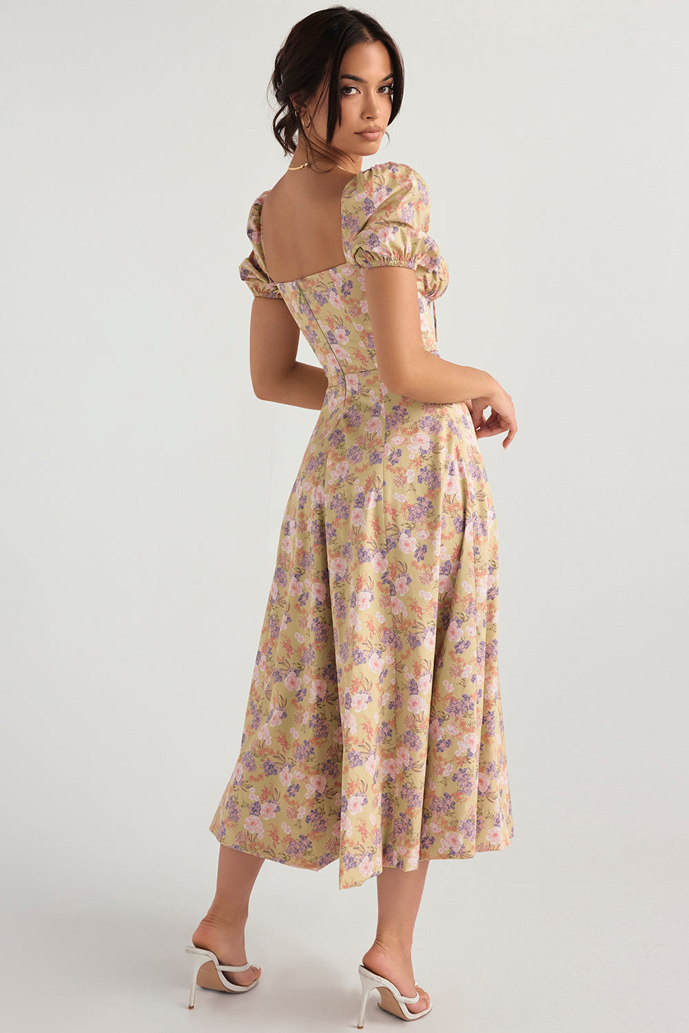 Tessa | Elegante Midi Jurk Met Vierkante Halslijn Voor Dames